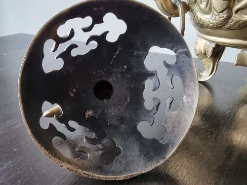 Vintage Extra Large Brass Oriental Dragon Incense Burner!!
