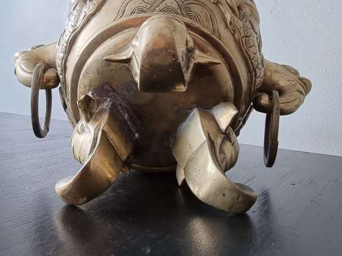 Vintage Extra Large Brass Oriental Dragon Incense Burner!!