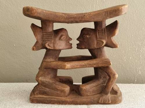 African Tribal Carved Wood Headrest