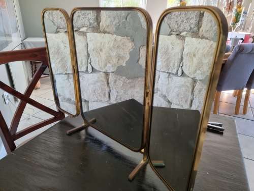 Trifold Brass Vanity Mirror!! Exceptional piece!! Very Rare!!