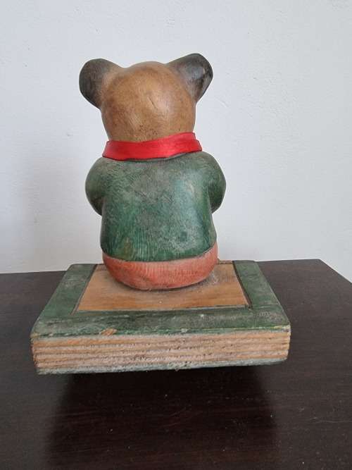Wood Bear Figurine seated on Books!