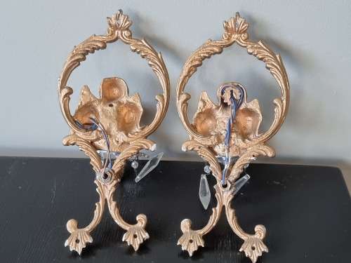 Pair Cherub Wall Light Sconces