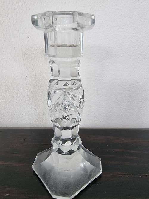 A Cut Glass Candle Stick Holder