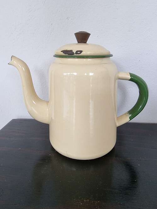 H & H Enamel Coffee Pot