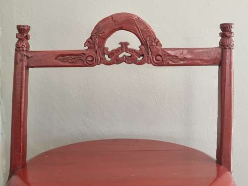 Antique Red Lacquered Chinese Rice Carrier.