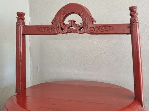 Antique Red Lacquered Chinese Rice Carrier.