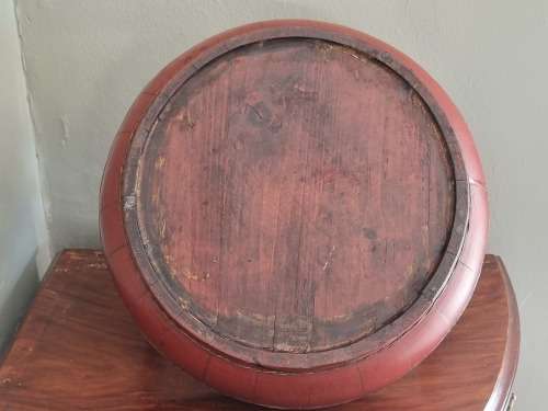 Antique Red Lacquered Chinese Rice Carrier.