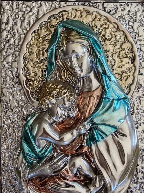 Large Italian 925 Silver Religious Icon