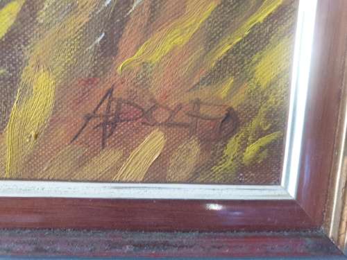 Adolfo McQue Large Acrylic on Canvas Framed.