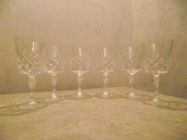 SET OF 6 LEAD CRYSTAL WINE GLASSES