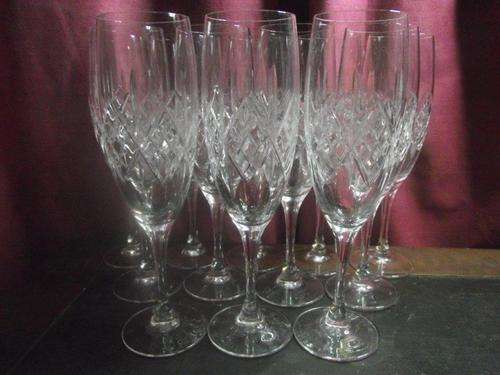 VITRIA HAND CUT LEAD CRYSTAL CHAMPAGNE FLUTES SET OF 12
