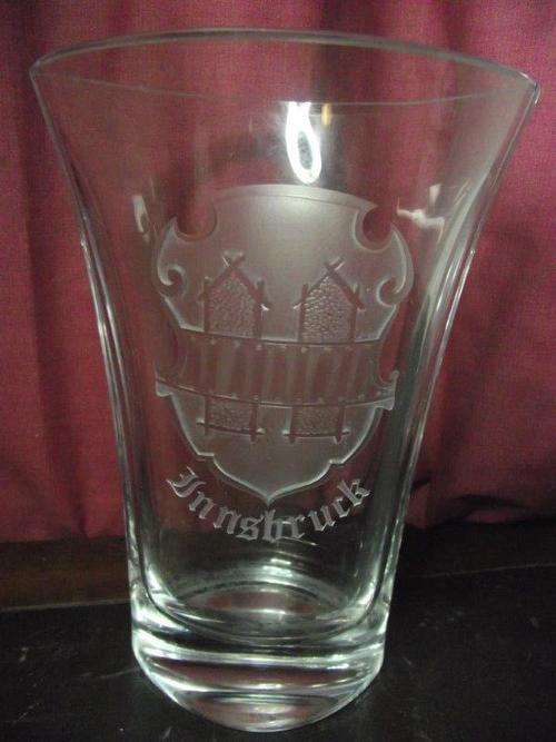 STUNNING INNSBRUCK AUSTRIA LARGE AND HEAVY CRYSTAL VASE!! MUST SEE!!