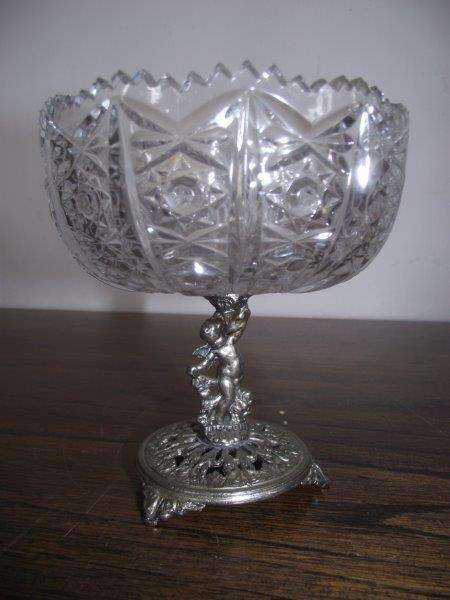 GLASS AND METAL TAZZA