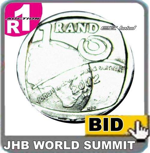 ( 2002 JHB WORLD SUMMIT R1 Coin )R1 Auction. Cleaned & SEALED. VERY RARE