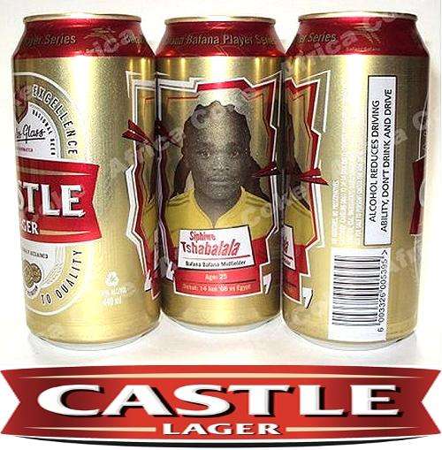( 6 cans ) CASTLE Beer / Tshabalala- BAFANA BANAFA