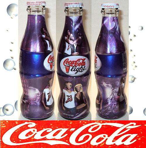 ( FULL Glass Bottle ) ITALY 1997 Coca Cola COKE Light / Delightful Limited Edition