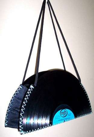 Recycled vinyl lp record bag - half size