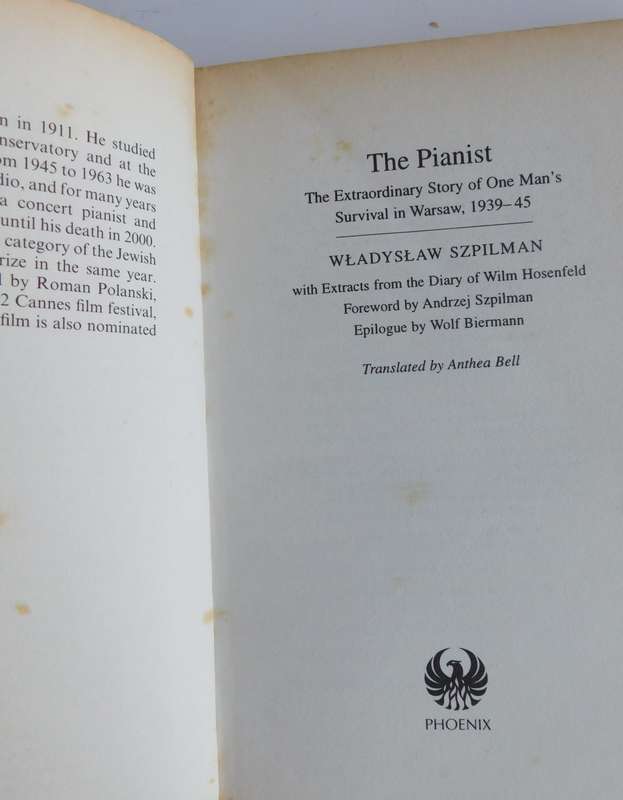 THE PIANIST  - by WLADYSLAW SZPILMAN ( A Major Movie) [BOOK]