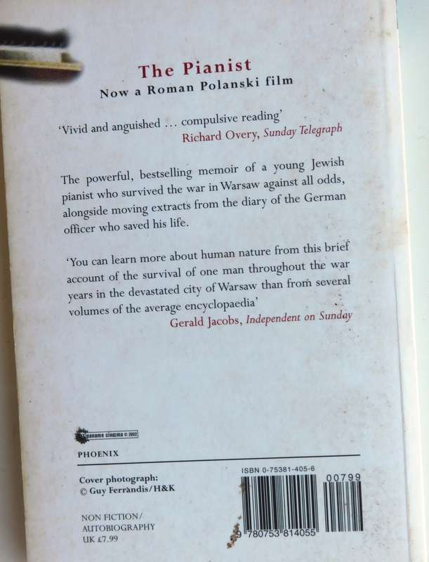 THE PIANIST  - by WLADYSLAW SZPILMAN ( A Major Movie) [BOOK]