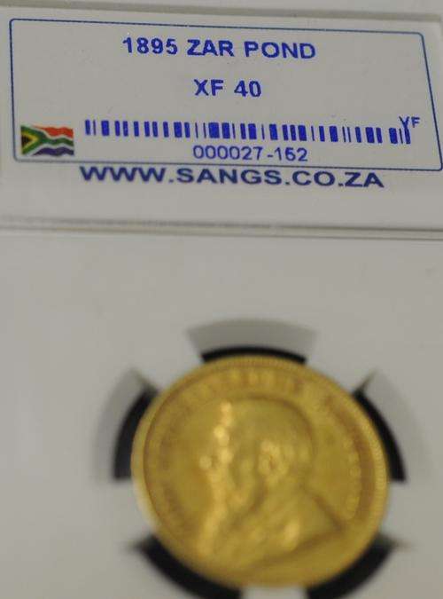 1895 ZAR GOLD KRUGER POND GRADED XF40 BEAUTIFULL NO RESERVE