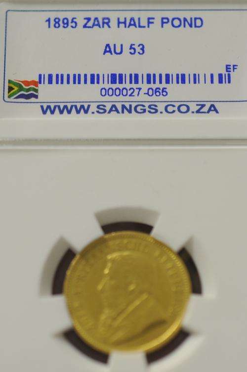 1895 ZAR GOLD HALF POND GRADED AU53 EF CONDITION KEY DATE LOW START NO RESERVE BARGAIN SCARCE