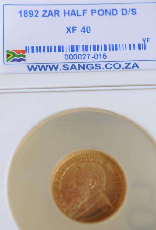 1892 GOLD ZAR KRUGER HALF POND D/S GRADED XF40 LAST ONE IN MY COLLECTION