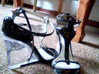 REDUCED SEXY BLACK & GLASS SANDALS