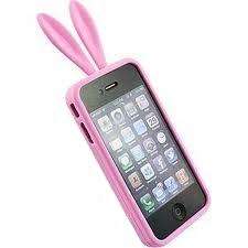 *** Pink Silcone Bunny Ears cover for iPhone4 ***