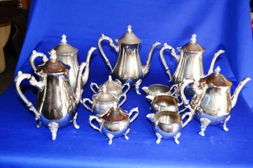 Large Job Lot - Silver Plate Tea/Coffee Set Items (11 Pieces)