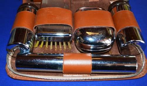 Vintage Men's Overnight Vanity- Tan Leather Effect Case
