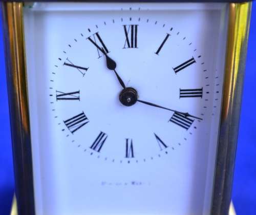 Antique 19th Century Gilt Carriage Clock with Leather Case