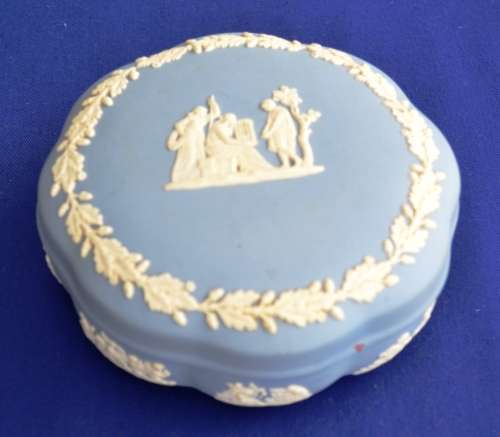 Wedgewood Blue Jasperware Trinket Bowl with Lid