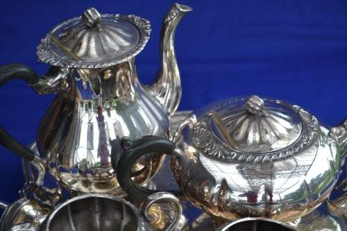 Louis Plate Tea/Coffee Set on Tray - Five Pieces