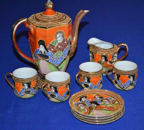 Japanese Satsuma Style Immortals Tea Set