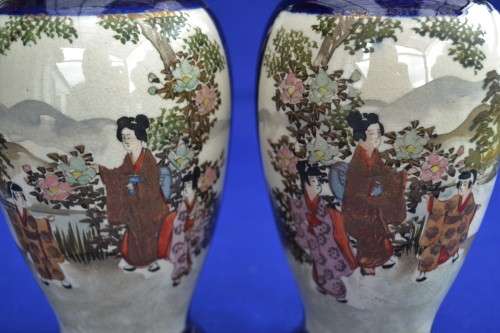 Pair of Satsuma Pottery Vases