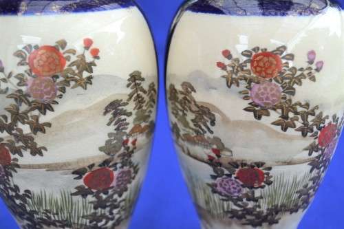 Pair of Satsuma Pottery Vases