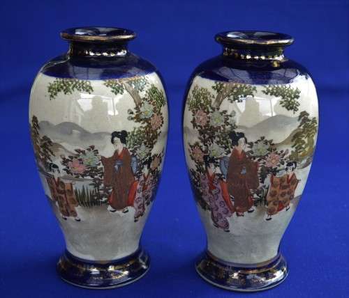 Pair of Satsuma Pottery Vases