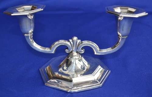 Hallmarked Silver Double CandleStick / Candle Holder