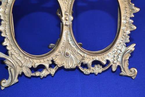 SALE--Solid Brass  Double Picture Frame - Vintage Art Nouveau style