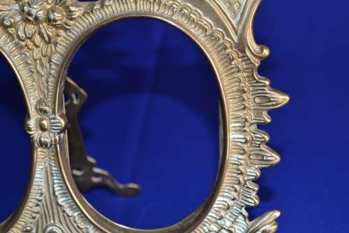 SALE--Solid Brass  Double Picture Frame - Vintage Art Nouveau style