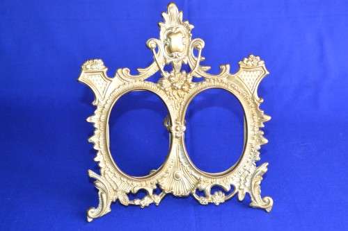 SALE--Solid Brass  Double Picture Frame - Vintage Art Nouveau style
