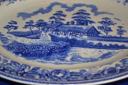 British Anchor Strafford Blue and White Oval Platter