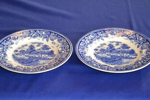 British Anchor Strafford  Blue and White Side Plates - Two Pieces