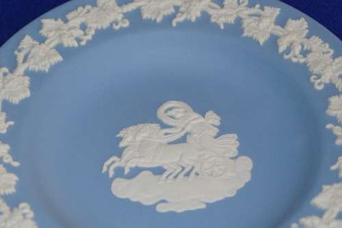 Wedgwood Jasperware White on Blue - Set of Three Small Round Pn Trays