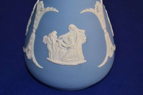 Wedgwood Jasperware White on Blue Small Vase