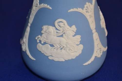 Wedgwood Jasperware White on Blue Small Vase