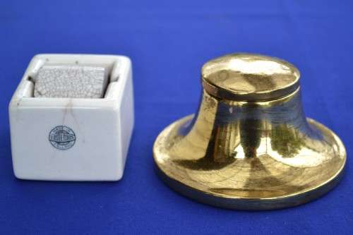 Ink Well & Porcelain Stamp Roller
