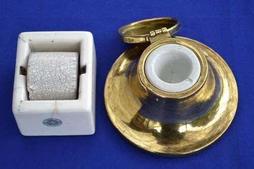 Ink Well & Porcelain Stamp Roller