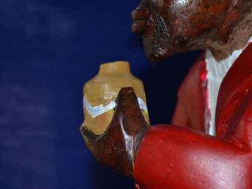 "Chapeau Man"-Vintage wood carved Man