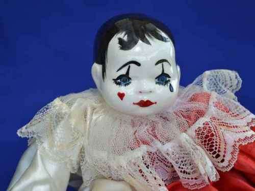 Vintage Glazed Porcelain Harlequin Doll